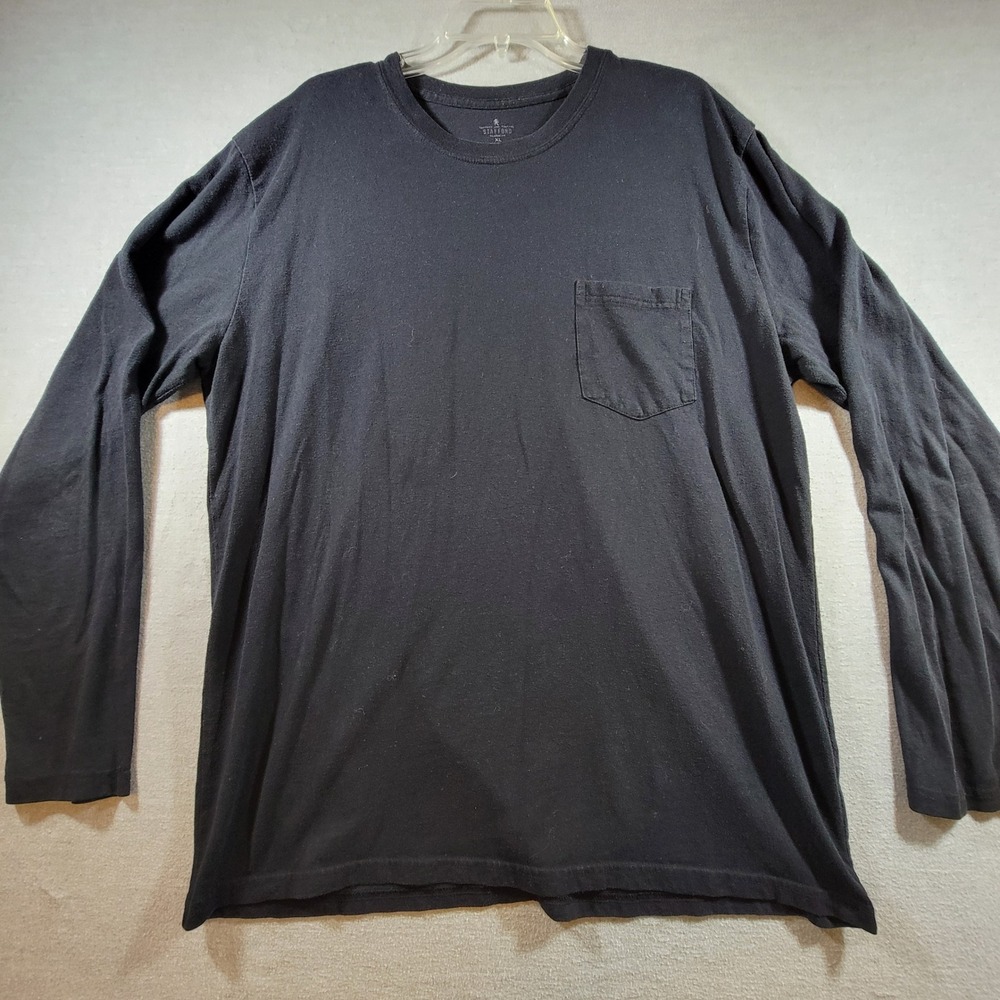 Stafford Long Sleeve T-Shirt Mens XL Black Good Classic Fit Pocket Tee